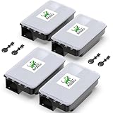 Mice&Co 4X Rattenköderbox mit Warnaufklebern & Schlüssel – Profi Rattenfalle, Effektive Köderbox für Ratten & Mäuse – Rattenköderstation Für Haus & Garten – Ohne Rattengift