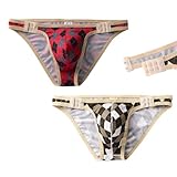 Herren-Slip, Unterwäsche, sexy Höschen, mit Beutel, U-förmig, mittlere Taille, verstellbar, schnelltrocknend, modisches Dessous-Set, Braun / Rot, Medium