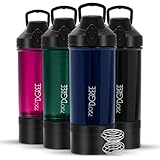 720°DGREE Protein Shaker mit Pulverfach 550ml “uberShaker“ – Auslaufsicher, BPA-Frei, Skala, Spiralmixer für cremige Shakes - Premium Eiweißshaker, Schüttelbecher ideal für Fitness, Gym