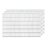 Doppelstabmatten, 3 Stück, Gesamtlänge 6 Meter, Höhe & Farbe wählbar - Drahtstärke: 6/5/6 mm - Maschung: 200 x 50 mm (L 6 m, H 123 cm, Anthrazit)