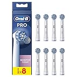 Oral-B Pro Sensitive Clean Aufsteckbürste für elektrische Zahnbürste, X-förmig & extra weiche Borsten für sanftes Bürsten & Plaque-Entfernung, 8er Pack (8 x Zahnbürstenköpfe) Weiß