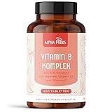Vitamin B-Komplex | 400 hochwirksame vegane Tabletten (1 Jahr+ Vorrat) | Alle 8 B-Vitamine B1-B2-B5-B6-B12, Biotin, Folsäure, Vit C & D3 | Energie-Boost & Immun-Unterstützung | Alpha Foods
