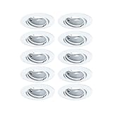 Paulmann 93400 Einbauleuchte Base rund schwenkbar max. 10x10W Einbaustrahler ohne Leuchtmittel Weiß Einbaulampe Metall Deckenspot GU10