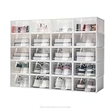 Schuhboxen Stapelbar,20 Stück faltbare Schuhboxen mit transparentem Deckel,stapelbar, platzsparend, für Schuhe & Aufbewahrung (33x23x14cm)
