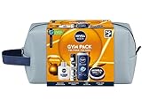 NIVEA MEN Komplett-Pflege-Set Kulturbeutel, Geschenkset für Herren mit Gesichtscreme 75 ml + Duschgel 250 ml + After Shave Balm 100 ml, Deo-Spray 200 ml