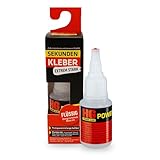 HG Power Glue Sekundenkleber dünnflüssig – Extra starker Kleber für Plastik, Kunststoff, Glas, Porzellan, Holz, Metall - transparente Aushärtung, wasserfest, hitzebeständig, schnell trocknend - 20 g