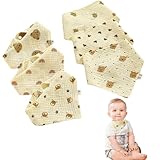 GUTERTOP 6 Stück Musselin Dreieckstuch Baby Weiche, Musselin Halstuch Baby aus Baumwolle, Musselin Lätzchen Baby für Zahnen und Sabbern für Neugeboren, Baby Junge und Mädchen