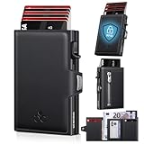 Geldbörse Herren, Portmonee Herren mit Münzfach & RFID Schutz, Slim Wallet Pop-up Kartenetui Herrens, Geldbeutel Herrens für 9-11 Karten ID-Fenster Geldscheinfach Smart Wallet for Men (Schwarz)