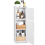 YARUKIMA Weiß Badezimmer Boden Aufbewahrungsschrank, Side Storage Organizer Schrank, Freistehende Aufbewahrungseinheit, Eckschrank mit Tür und Regalen, Home Storage Schrank Küche/Wohnzimmer,74*24*20cm