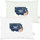 2er Pack Kleinkind Kissen 33 x 45 cm - Weich Bio Baumwolle Kissen Kinder - Kleinkind Kopfkissen Zum Schlafen - Kleines Kinder Kissen - Kinderkopfkissen für Kleinkinder - Kinderkissen (Herb)