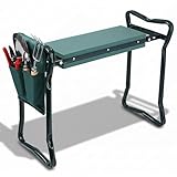 2mGoods kniebänke grün, Gartenhocker weiches Kniekissen, 2 in 1 Eva-Schaumkisse mit 1 Taschen, klappbar, Kniehilfe Gartenarbeit, bis 150 kg, HBT 50x60x27,5cm, Gartenbank (GC-007)