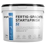 simpleBAU - Gebrauchsfertige Polymer-Spachtelmasse Weiß Start&Finish 7 KG, Reparatur Spachtel vor dem Anstrich, Wandspachtelmasse Aufgetragen wird Leicht Aufzutragen und zu Schleifen