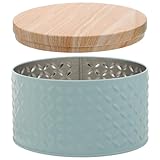 Lurrose Keksdosen rund mit Deckel aus Holz, Keksbehälter aus Metall, leer, Teedose aus Weißblech, Schmuckbox, Schmuckbox, Aufbewahrungsbehälter