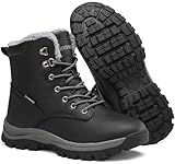 Sixspace Winterstiefel Herren Damen Winterschuhe Warm Gefüttert Schneestiefel Leicht Wanderschuhe Trekkingschuhe rutschfest Stiefel,Schwarz 44 EU