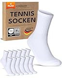 6 Paar Tennissocken Herren 43-46 Weiß Sportsocken Atmungsaktiv Herrensocken Baumwolle Retro Crew Socken (Weiß 43-46)