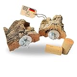 2 x Korksitzbrett - 10cmx10cm, Garantierter Spaß, aus 100% Naturkork inkl. Befestigung und 2 x Knabber - Korken zum picken toben für Wellensittich und Vögel