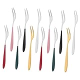 COLLBATH 12stücke Teiliges Edelstahl Obstgabeln Mini Kuchengabeln Für Snacks Desserts Und Früchte Leicht Und Kompakt Für Zuhause Restaurant Und Partys