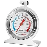 ThermoPro Backofenthermometer Analog Ofenthermometer aus Edelstahl Kochthermometer für Backofen Thermometer Kochen Innen Küchenthermometer mit großem Zifferblatt Silber AOT200