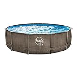 HAF® Swing Metal Frame Pool mit den Maßen 366 x 91cm | Grau mit Rattan Optik | ca. 8.300 Liter Wasserkapazität | Hochwertiger Swimming Pool | Gartenpool/Aufstellpool ohne Filterpumpe