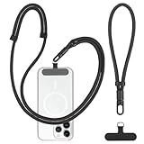 YFLeomry Handyband Universal Lang Kurz, 1 Verstellbares Handy Band, 1 Handschlaufe mit 2 Stück Universelles Patch, Handyschnur Zum Umhängen, Handy Lanyard Abnehmbar für Alle Smartphones(Schwarz)