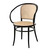 ruyi-1986 Rattan-Sessel aus Natur-Rattan für Entspannung, klassisches Design, bequem und robust, für Innen- und Außenbereich, Stuhl aus Korbgeflecht, Schwarz