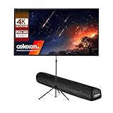 celexon Ultralightweight Stativ-Leinwand 80' | 177x100 cm 16:9 | leichte & kleine tragbare 4K, Full-HD-Projektionslösung für Mobile Heimkino- & Outdoor-Beamer | Standfuß + Transporttasche