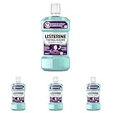 LISTERINE Total Care Sensible Zähne (500 ml), antibakterielle Mundspülung für schmerzempfindliche Zähne mit 6 in 1 Wirkung, mildes Mundwasser schützt vor Zahnfleischproblemen (Packung mit 4)