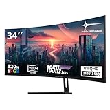 Minifire 34' UWQHD Curved Gaming Monitor 165Hz(DP),3440 x 1440, Curved 1500R,1ms(MPRT),Pip/PBP,FreeSync,HDR, 300nits, sRGB 125%, DCI-P3 95%,VA Panel,2xHDMI 2.1(TMDS) 1xDP 1.4 Ports MFG34C5Q