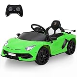 HAUSPROFI Kinder Elektroauto Lamborghini, 12V Elektroauto für Kinder mit 2,4 G Fernbedienung, Kinderauto Elektrisch mit Hydraulischer Tür, Musik, MP3, LED-Licht, Elektrofahrzeuge für ab 3 Jahre, Grün