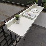 Verstellbarer faltbarer Balkontisch zum Aufhängen, platzsparend, für Gar & Terrasse, 5 Höheneinstellungen, Weiß (80 x 40 cm)