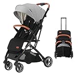 Blahoo Leichter Buggy mit Liege- und Sitzposition, kleine Paketgröße, kann in Flugzeugen genommen werden, Einhand faltbarer Kinderwagen für Reisen (GRAY)