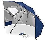 Sport-Brella Premiere Portable Sun Umbrella - Mehrzweck Gartenregenschirm, Einfaches Falten, 243 cm, 1 Stück, Ideal für Outdoor-Aktivitäten, Strand und Garten, UV-Schutz - Blau