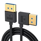 CY Cable Ultrafine links abgewinkeltes DisplayPort 1.4 DP auf DP Kabel 8K 60Hz Kabel Ultra-HD UHD 4K 144Hz 90 Grad für Desktop Laptop Monitor (100cm)