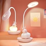 FemKey LED Schreibtischlampe für Kinder, Augenschutz Leselampe, Wiederaufladbare USB Energiespar Nachttischlampe, Dimmbar Touchsensor Tischlampe, Cartoon-Stil Kieselgel Rosa Hase