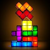 AVCXEC Stapelbares Nachtlicht Kinder, 7 Farben Induktionsverriegelung Schreibtischlampe LED, 3D Diy Tangram Puzzles Nachttischlampe Kinder, Puzzles Nachtlampe Geschenke für Kinder Schlafzimmer Dekor