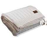 Dalisa Bio-Baumwolldecke GOTS Zertifiziert – 100% Bio-Baumwolle, 203x228 cm, Naturbeige, Weich & Atmungsaktiv, Strickdecke für Sofa, Bett & Zuhause – Geschenkverpackt – Hautfreundlich & Pflegeleicht