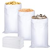 65 x 105 cm Polypropylen Sack 10 Stück Weiße Gewebesäcke, 50kg Getreidesack Groß Lagersack für Futtermittel Baukies Getreide und Laub