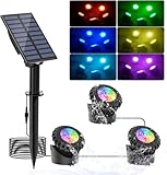 NATPOW RGB Teichbeleuchtung Solar, IP68 Wasserdicht Unterwasser Licht Solar Farbwechsel Unterwasserbeleuchtung Teich Licht Für Terrasse, Dekoration, Garten (3 en 1)