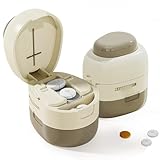 Biigdan Einstellbar Tablettenteiler für Alle Tabletten,1/2,1/4, Tragbar Pillenteiler mit Tablettenbox, Kleine Tablettenspalter mit Verdeckter Edelstahlklinge,für Reisen Büro,Täglichen,Gebrauch