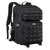 YOREPEK Großer Militär Rucksack Herren, 40L Outdoor Armee Wasserdicht Taktischer Bundeswehr Rucksäcke Molle Assault Survival Tactical Travel Backpack für Camping Trekking Wandern Reise Arbeit, Schwarz