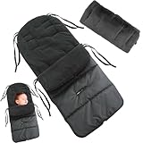 Baby Fußsack Kinderwagen, SilverChry Babyschale Einlage, Babyschale Regenschutz, Decke Kinderwagen, Fusssack, Fußsack für Autositze, Schlafsack-einlage, Winter Fußsack für Kinderwagen Buggy (Schwarz)
