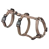 Ferplast Hundegeschirr Mittelgroße Hunde Brave MEDIUM, Ausbruchsicheres Hundegeschirr, Greyhound, Verstellbares Geschirr für Hunde, 6 Verschlüsse, Braun