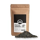 Spicy Welt Schwarzer Pfeffer ganz - Schwarze Pfefferkörner für die Mühle, Premium ungemahlene ganze schwarze Körner 250g