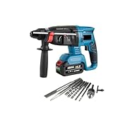 Bohrhammer, 1680 W 26 mm bürstenloser Elektrohammer, kabellos, effizient, wiederaufladbar, Schlagbohrmaschine, Elektrowerkzeug for 18-V-Akku für schnellen Abbruch(2XBattery-Option 6)