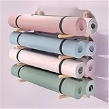 JvFbjLF Yogamatten-Gewichtsständer, Yogamatten-Ständer zur Wandmontage, aus Holz, Aufbewahrungsregale for Schaumstoffrollen/Trainingsmatten(4 Layer)