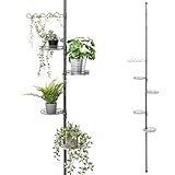 bremermann Teleskop-Blumenregal mit 4 Ablagen, Blumentreppe, höhenverstellbare Blumensäule (Grau)