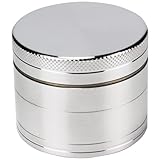 Evergreen Labs Grinder Metall Crusher Kräutermühle Crinder Aus 100% Aluminium, Durchmesser Größe 50mm 4 Teilig, Farbe Silber mit Scraper Für Getrocknete Kräuter, Spice, Gewürze