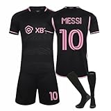 AiRoyal Fußballtrikot für Kinder, Nr.10 Heim/Auswärts Fußball Trikot, Fussball Trikot Set Sporttraining T-Shirts, Fussball Trikot T-Shirt Shorts und Socken (DE/NL/SE/PL, Alter, 26, Schwarz)