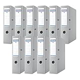 DONAU Premium Ordner Breit 10er Pack/DIN A4 / 7,5 cm / 10 Stück/Grau/Kunststoffbezug PP/Carton Papier Schlitzordner Büroordner Aktenordner Ringordner/Grünen Punkt