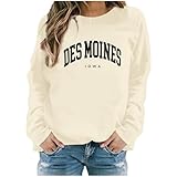 Gaexia Lässige Damen-Pullover, Rundhalsausschnitt, Herbstkleidung 2024, lockere Passform, Langarm, leicht, Bluse, Beige-43, X-Large, Beige-43, 46